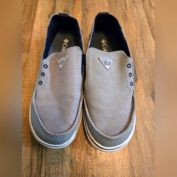 Columbia PFG Performance Fishing Gear Kids  size 4 Boat Shoe Casual Grey/Navy - Picture 1 of 6
